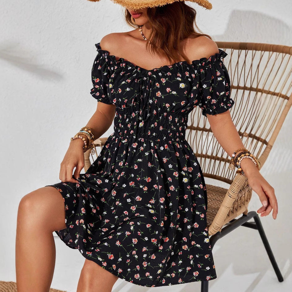 A summer fashion sweet print dress