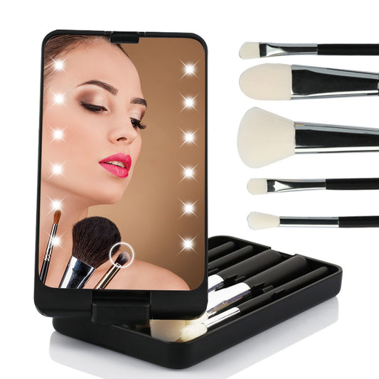 A LED lamp makeup mirror makeup brush set