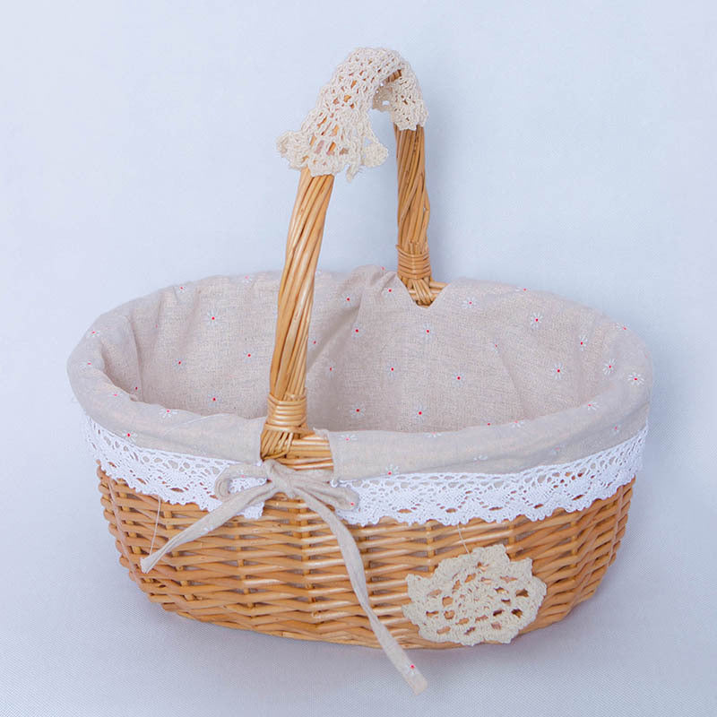 A Portable rattan storage basket Outdoor willow picnic basket Sundries storage ins Wind gift basket Rattan woven basket