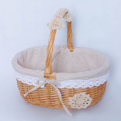 A Portable rattan storage basket Outdoor willow picnic basket Sundries storage ins Wind gift basket Rattan woven basket