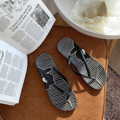 A flip-flops female summer casual wear simple fruit cartoon light and comfortable soft bottom toe pinch foot beach cool slippers
