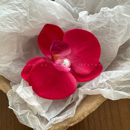 A Super Immortal Phalaenopsis Hairpin Purple Side Flower Hair Accessories Flower Clip Versatile Hairpin Antique Headdress Female Mori