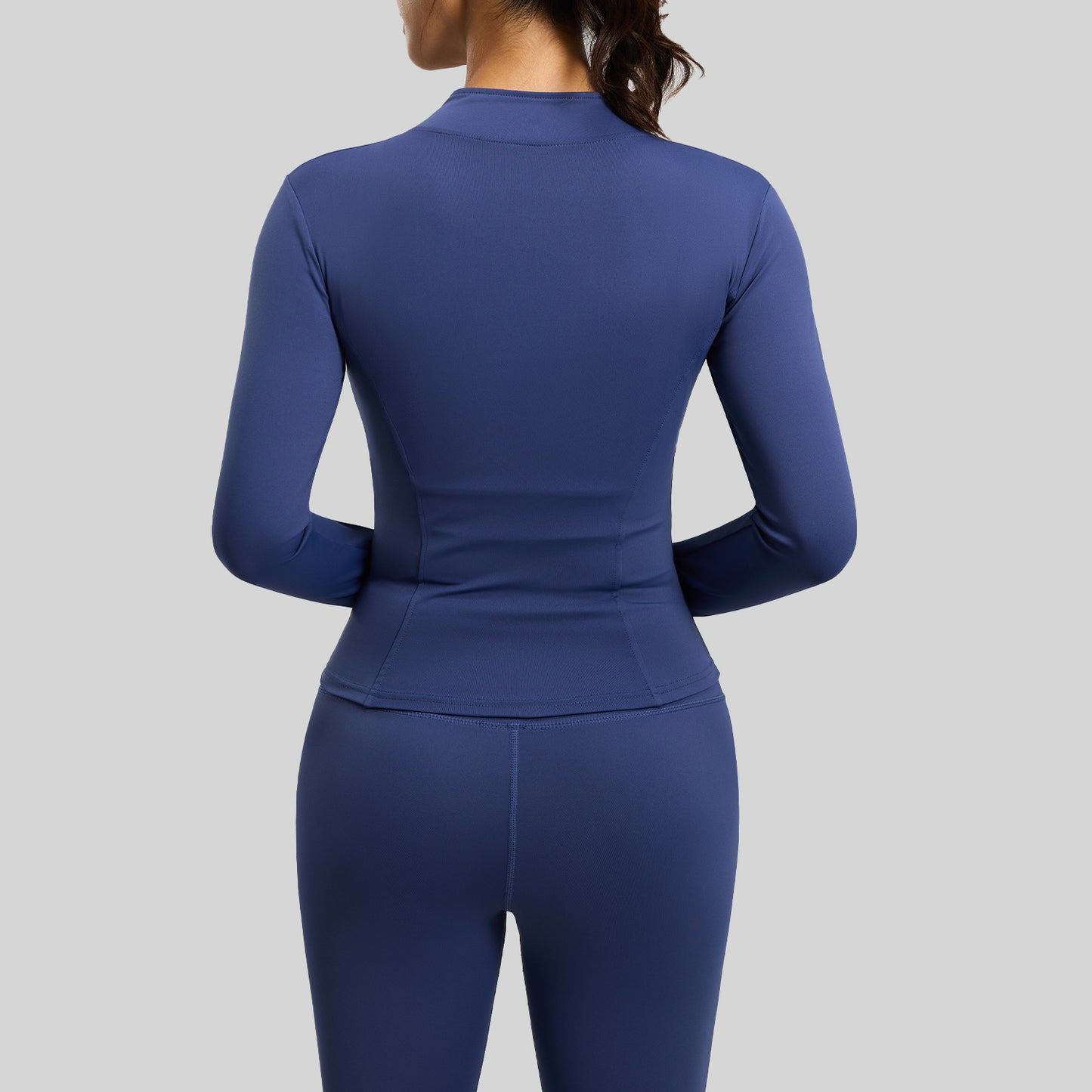 A basic yoga suit jacket nude tight breathable stand-up collar sports fitness top women