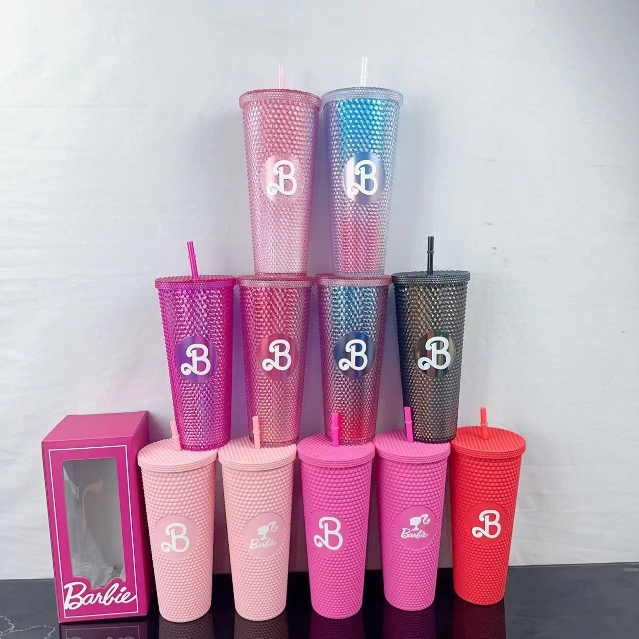 A baby Thailand Vietnam spot color box double layer random cup gem plastic cup straw cup water cup Barbie durian cup - Mixbatch