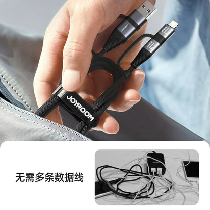 A JOYROOM braided aluminum alloy four-in-one data cable