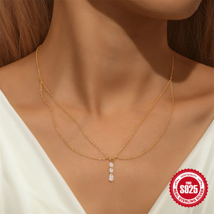 A S925 Double Diamond Necklace