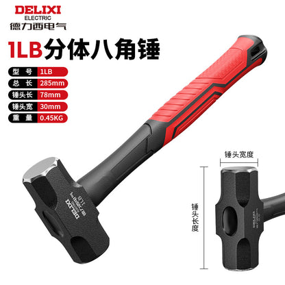 A Octagonal hammer construction site household wall-smashing integrated hammer hammer heavy-duty shockproof integrated solid hammer