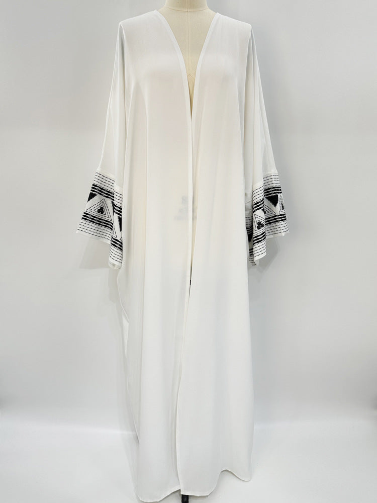 Women's Muslim cardigan embroidered outer drape abaya bat sleeve dress embroidered - Mixbatch