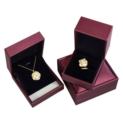 A brushed PU leather bronzing LOGO jewelry box