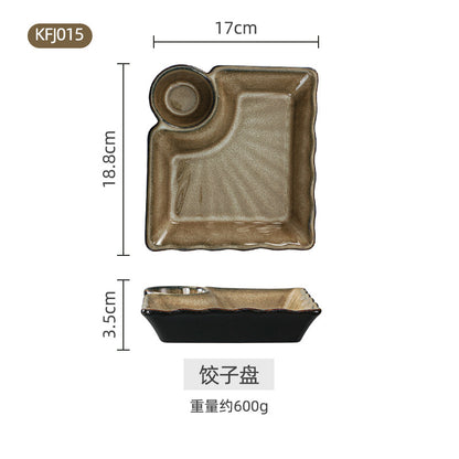 A Japanese-style kiln-changed retro coffee gold creative ceramics simple high-end light luxury cup, bowl, plate and tableware combination set