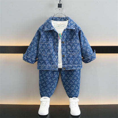 A children's suit denim two-piece set