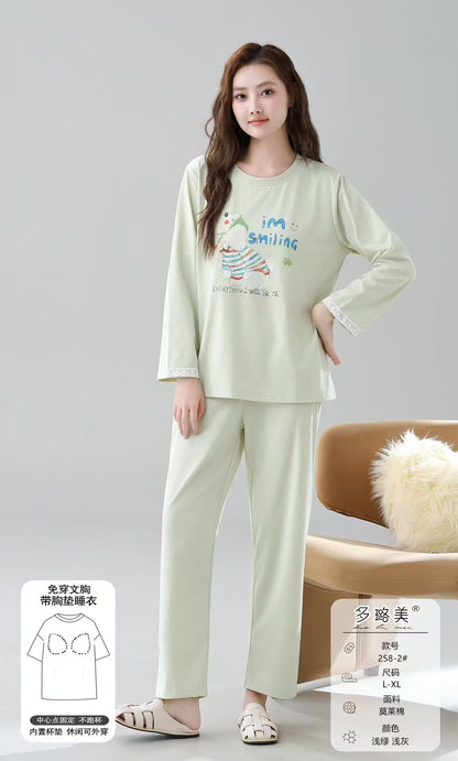 A cotton long-sleeved pajamas
