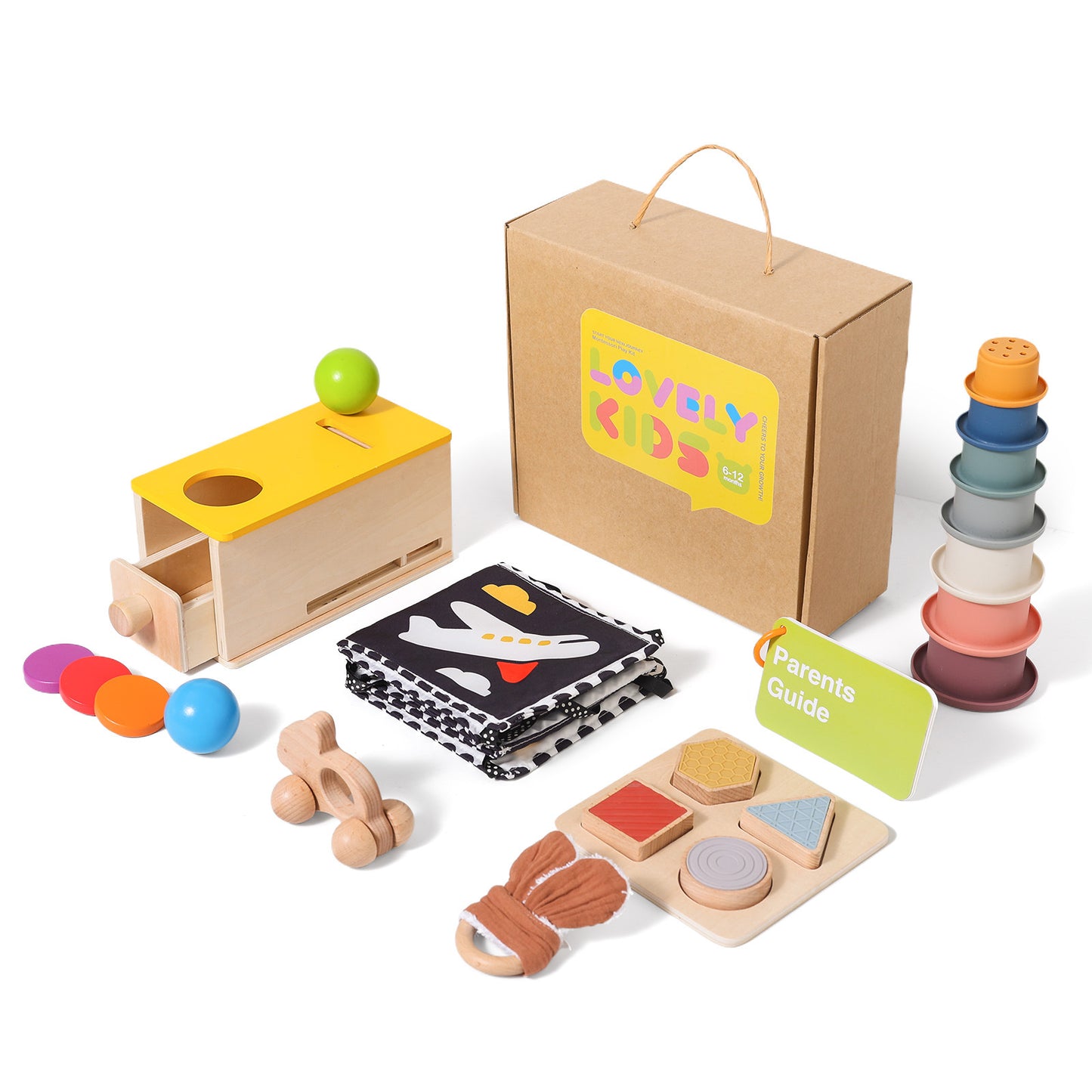 A Baby Early Education Educational Wooden Toys Montessori Teaching Multifunctional Hands-on Brain Shape Cognition Set