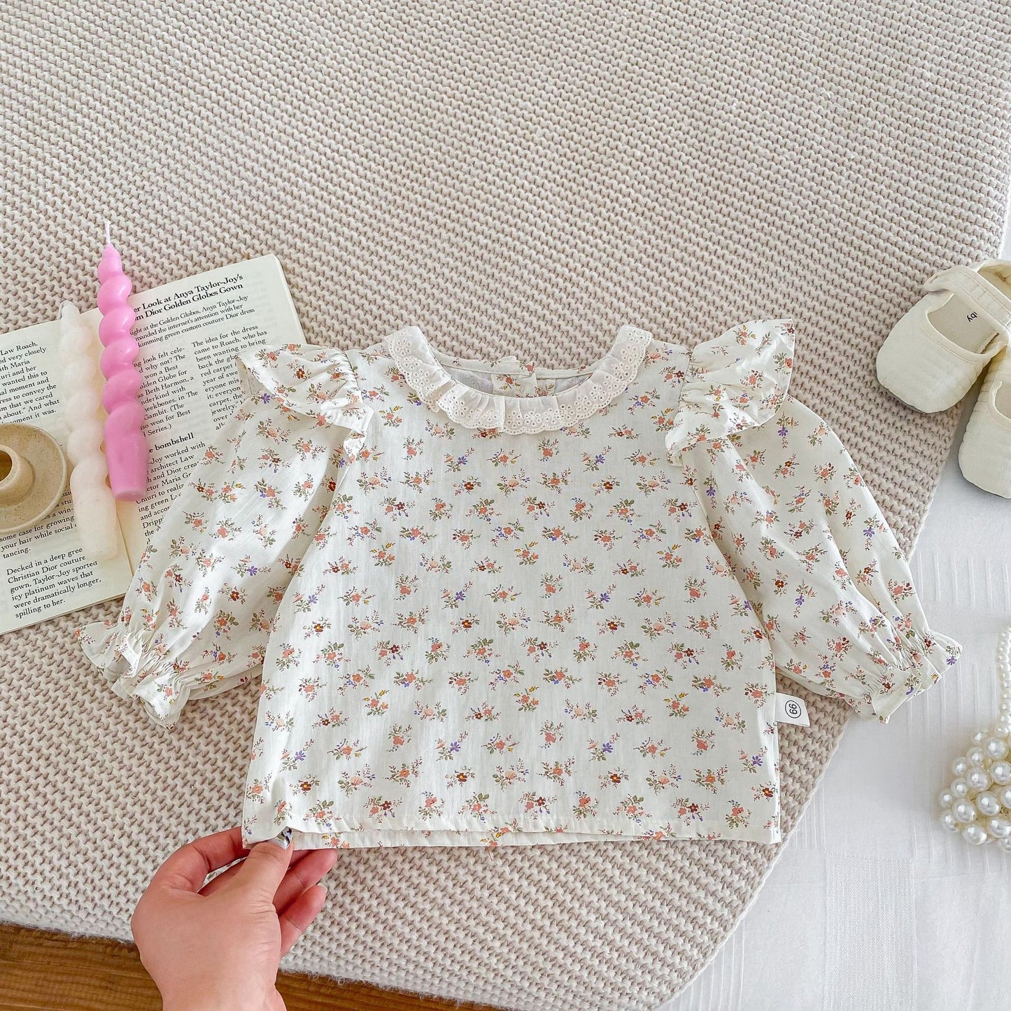 A Baby one-piece bib pants girl one-piece crawler suit floral shirt set baby foreign style outing two-piece set - Mixbatch