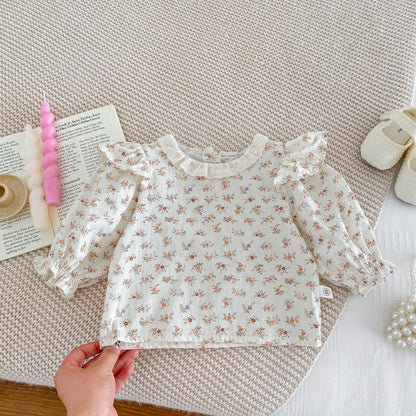 A Baby one-piece bib pants girl one-piece crawler suit floral shirt set baby foreign style outing two-piece set - Mixbatch