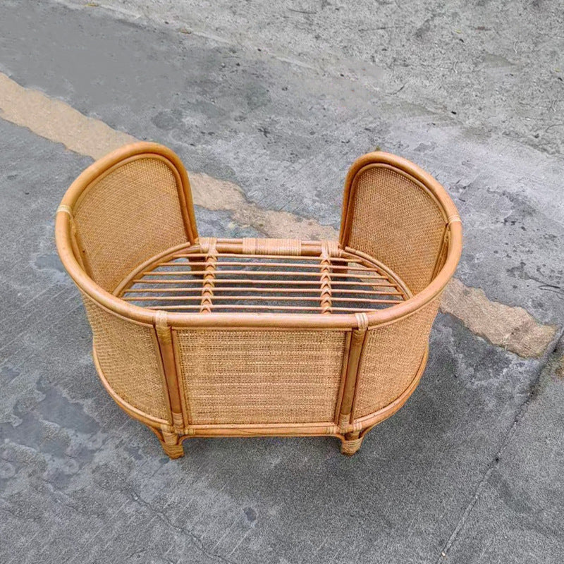 A rattan pet bed