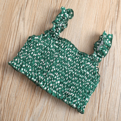A European and American cross-border new products girls floral sling top + flower printing pleated skirt two-piece set