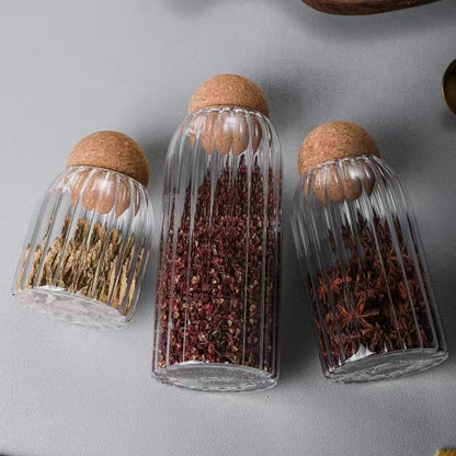 A round cork heat-resistant glass jar tea seal jar flower fruit tea coffee bean display bottle household jar storage
