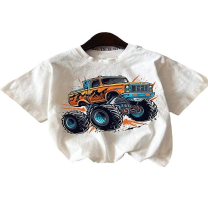 A Cross-border European and American pure cotton men's and women's children's clothing summer round neck short-sleeved t-shirt printed 100% COTTON - Mixbatch