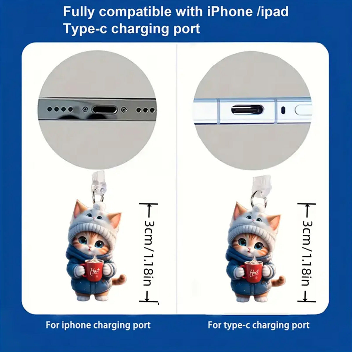 A cross-border new 2D acrylic pendant mobile phone mouth dust plug suitable for apple and type-c dust plug