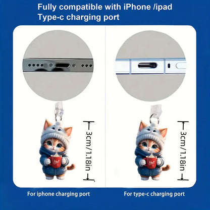 A cross-border new 2D acrylic pendant mobile phone mouth dust plug suitable for apple and type-c dust plug