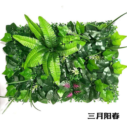 A simulated plant wall green plant background wall door head shopping mall interior decoration plant plastic Milan fake flower lawn