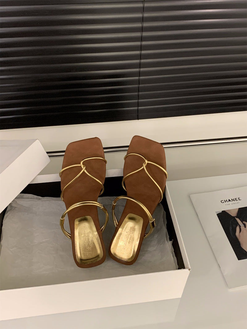 A Wedge Heel Strap Women Sandals Slippers