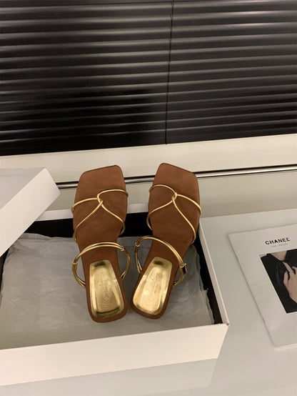 A Wedge Heel Strap Women Sandals Slippers