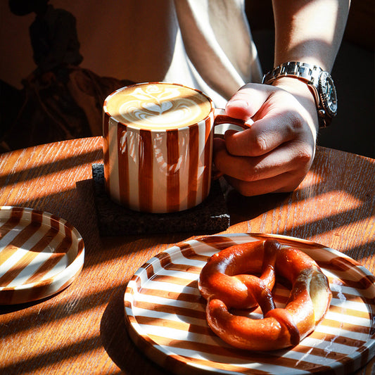 A Nordic hand-painted retro coffee cup and saucer set