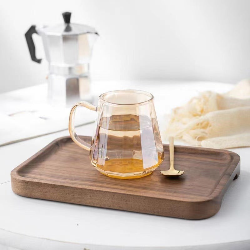 A Black walnut tray Rectangle Japanese-style household water cup Solid wood tray Original wooden tea tray Dining tray Wooden plate