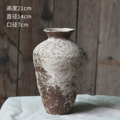 A wabi-sabi wind ceramic vase coarse pottery vase flower arrangement retro nostalgic handmade B & B hotel zen ornament new Chinese style