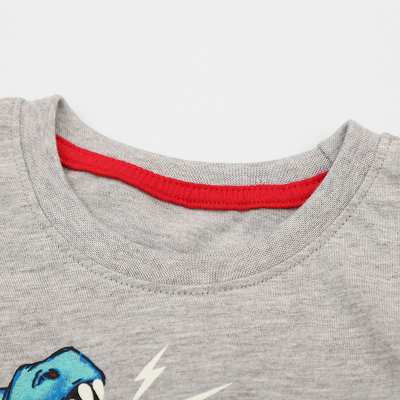 A Summer boys luminous printing dinosaur pattern children's short-sleeved T-shirt - Mixbatch