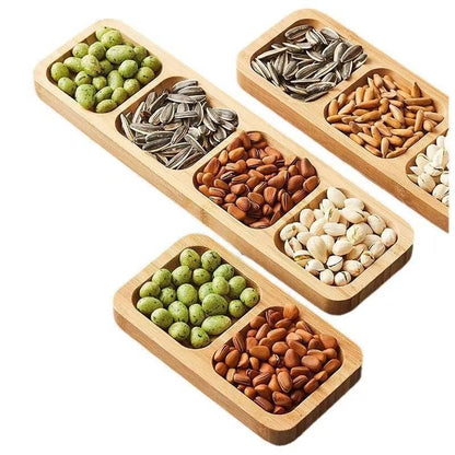 طبق فواكه مجففة على الطراز الياباني مصنوع من الخيزران والخشب 