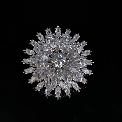 A new shining starry sky zircon big flower brooch women's high-end exquisite suit accessories pin sweater corsage - Mixbatch