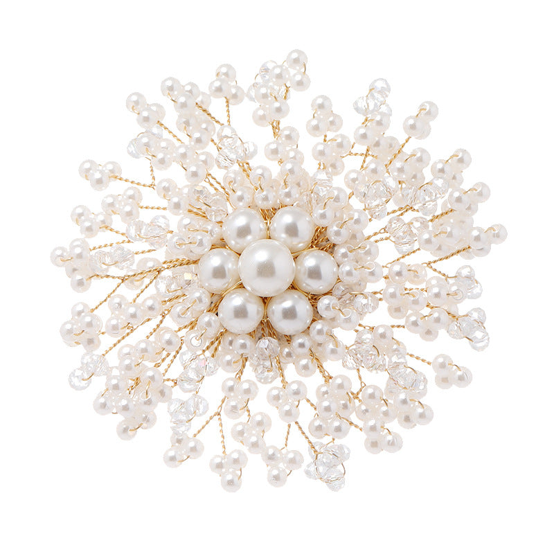 A elegant temperament luxury imitation pearl brooch women's fashion versatile snowflake pin high-end atmospheric corsage coat accessories - Mixbatch