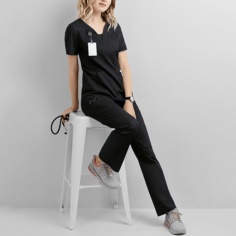A Cross-border hand washing clothes, short sleeves and trousers, nurse clothes set, elastic quick-drying isolation, surgical clothes, oral doctor work clothes