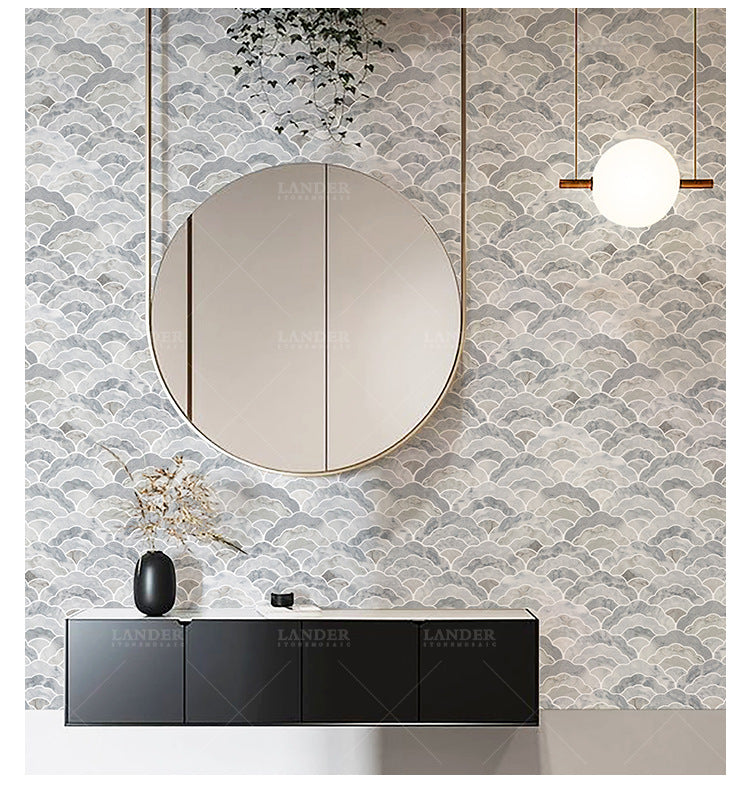 A natural marble bathroom wall mosaic