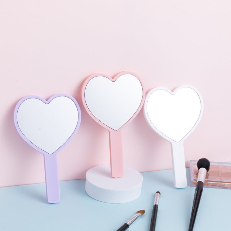 A wholesale love handle mirror portable handheld mirror girls cute small mirror DIY beauty gift dressing mirror - Mixbatch