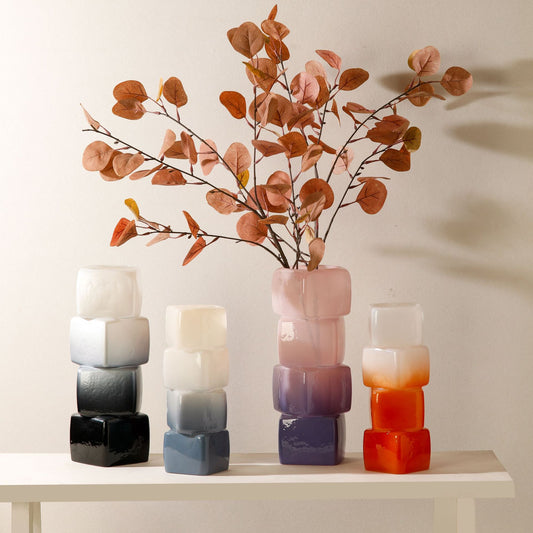 A glass advanced sense medieval creative geometric dining table decoration living room flower arrangement glass ornament