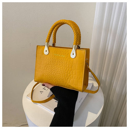 A Fashion Small Square Bag Women's Stone Pattern Woven Shoulder Crossbody Casual Women's Bag Approved - Mixbatch