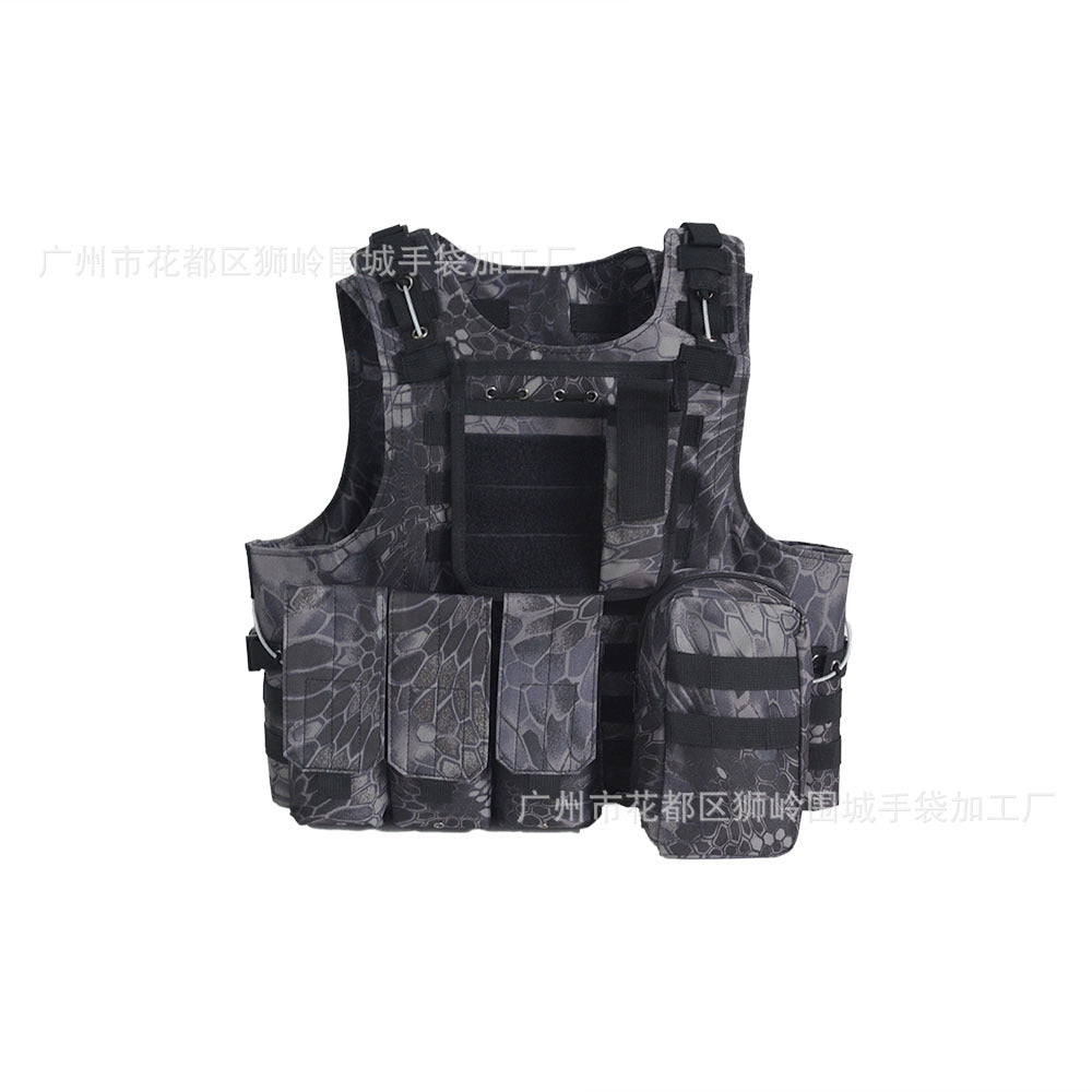Amphibious tactical vest, python camouflage molle system, cycling sports outdoor tactical vest, real CS
