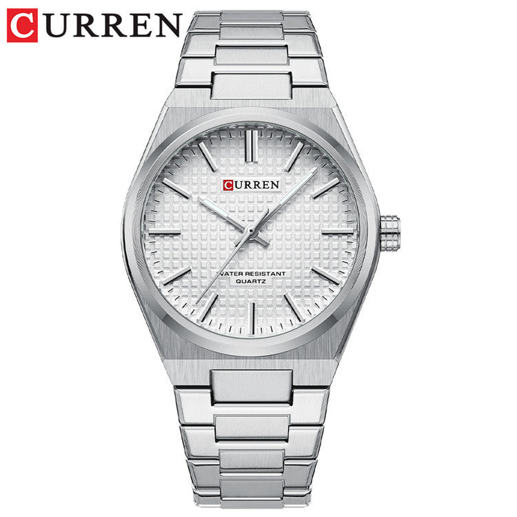 A 8439 Steel Strap Watch Simple Calendar Large Dial Business Watch Waterproof Boys Fashion