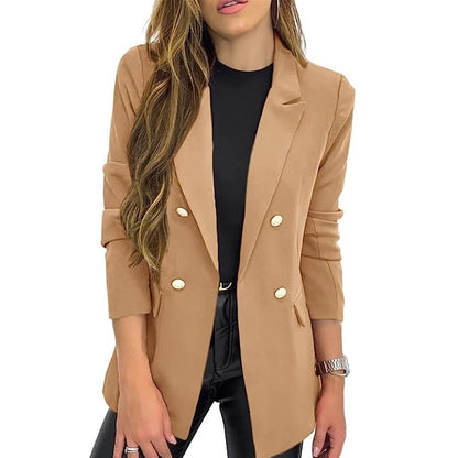 A Amazon foreign trade cross-border new small blazer women's solid color casual long-sleeved lapel button jacket