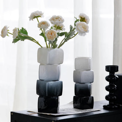 A glass advanced sense medieval creative geometric dining table decoration living room flower arrangement glass ornament