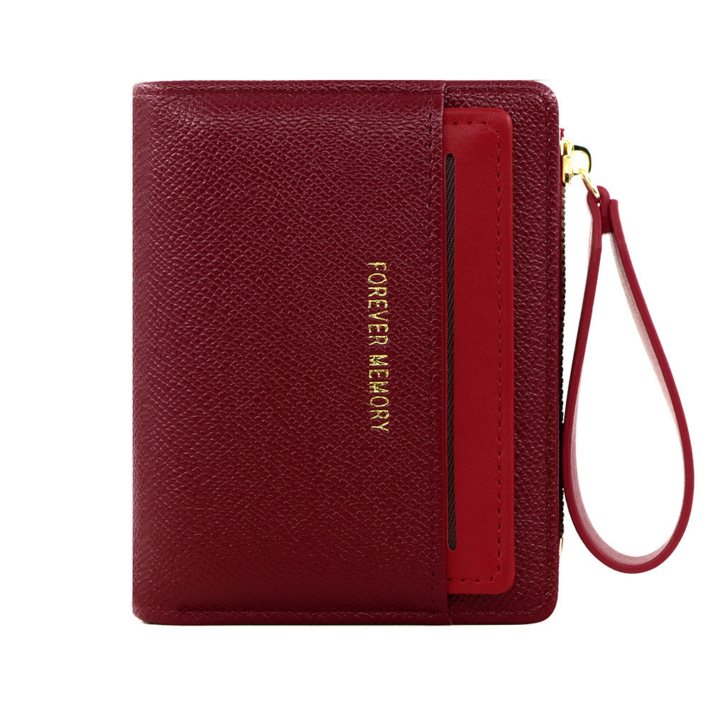 A new women's wallet short solid color card bag women's high-end cross-border zipper change bag source manufacturer