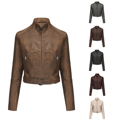 A women's leather jacket