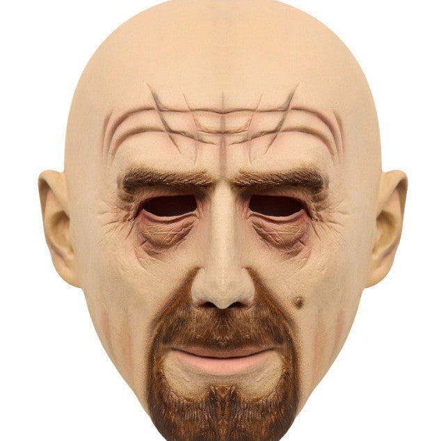 A Breaking Bad old white mask bald old man latex hood Halloween Cosplay funny props