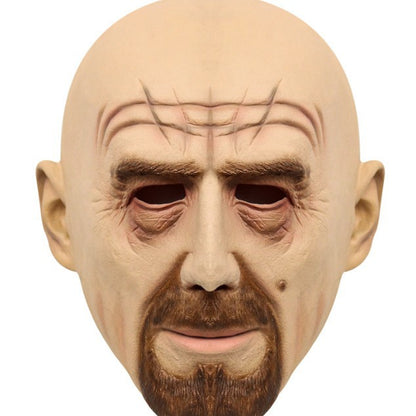 A Breaking Bad old white mask bald old man latex hood Halloween Cosplay funny props