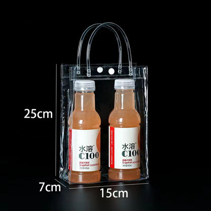A Spot plastic pvc tote bag, transparent gift packaging bag, milk tea with hand gift, hi candy, portable pvc packaging bag
