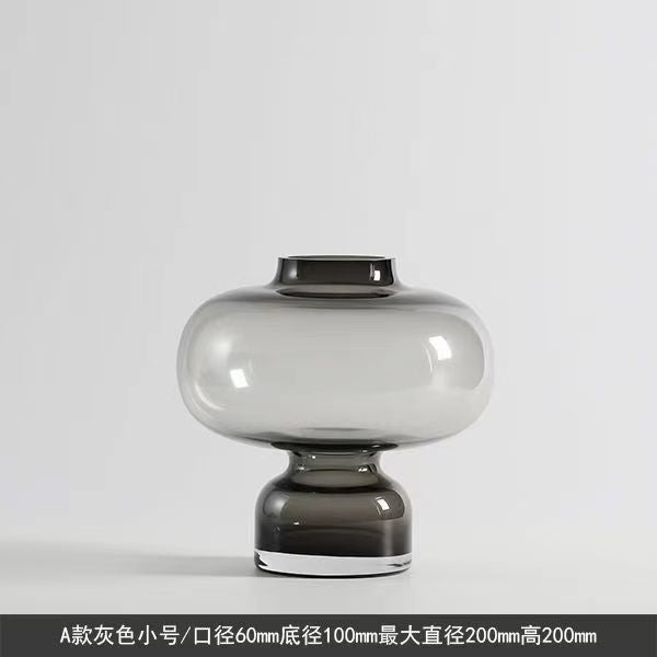 A Nordic light luxury gourd glass vase transparent big belly creative living room bedroom flower arrangement soft decoration ornament vase